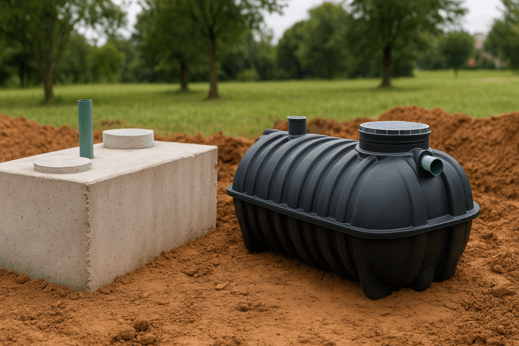 Concrete and plastic septic tanks comparison for homes in Upstate South Carolina