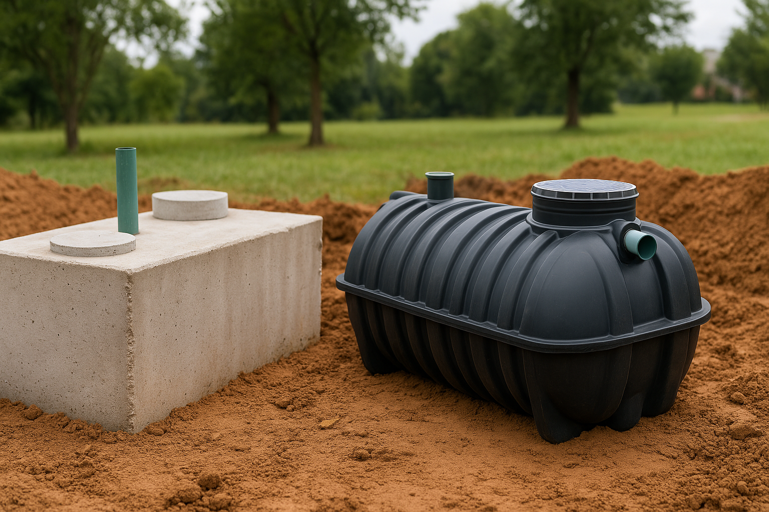 Concrete and plastic septic tanks comparison for homes in Upstate South Carolina