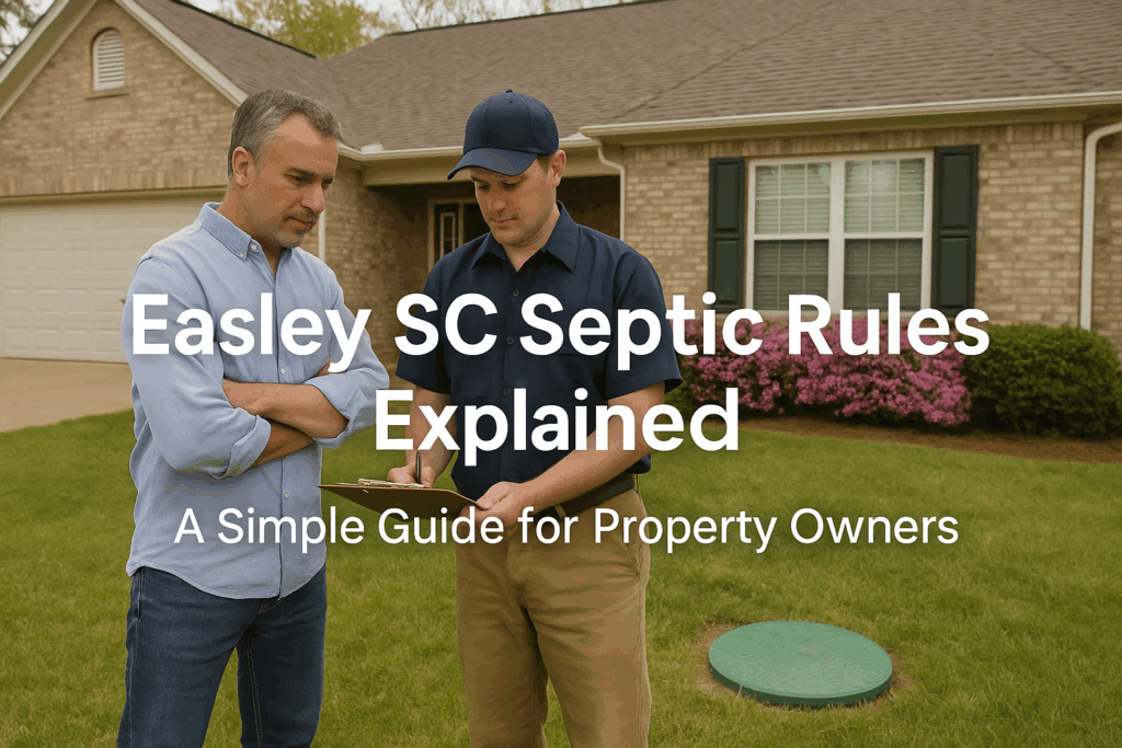 Easley SC homeowner reviewing septic tank rules and regulations