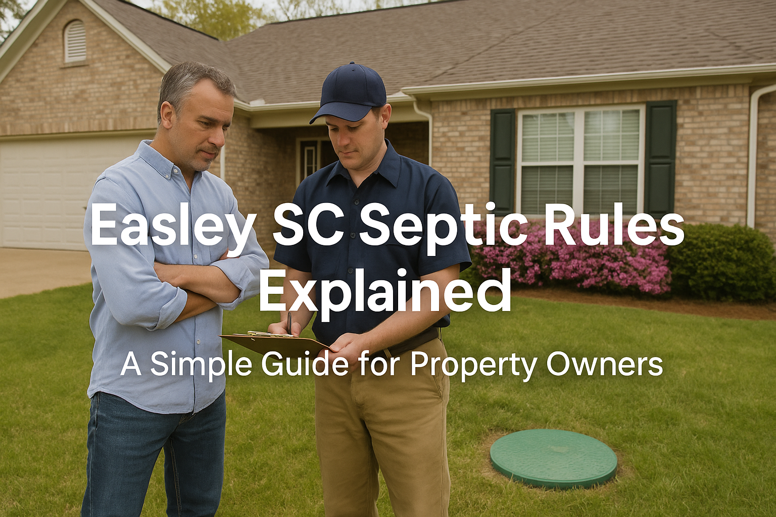 Easley SC Septic Rules Explained Easley SC homeowner reviewing septic tank rules and regulations
