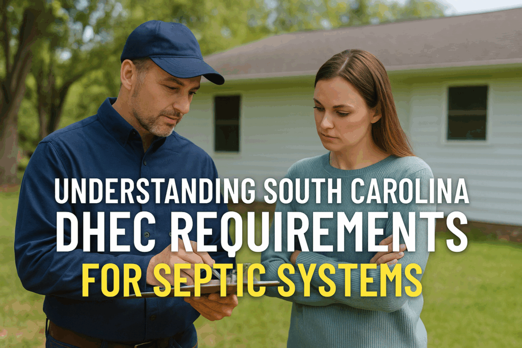 Homeowner in South Carolina reviewing septic system requirements with DHEC inspector